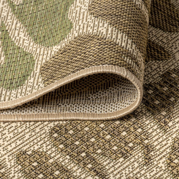 Zinnia Modern Floral Textured Weave Indoor/outdoor Round Rug